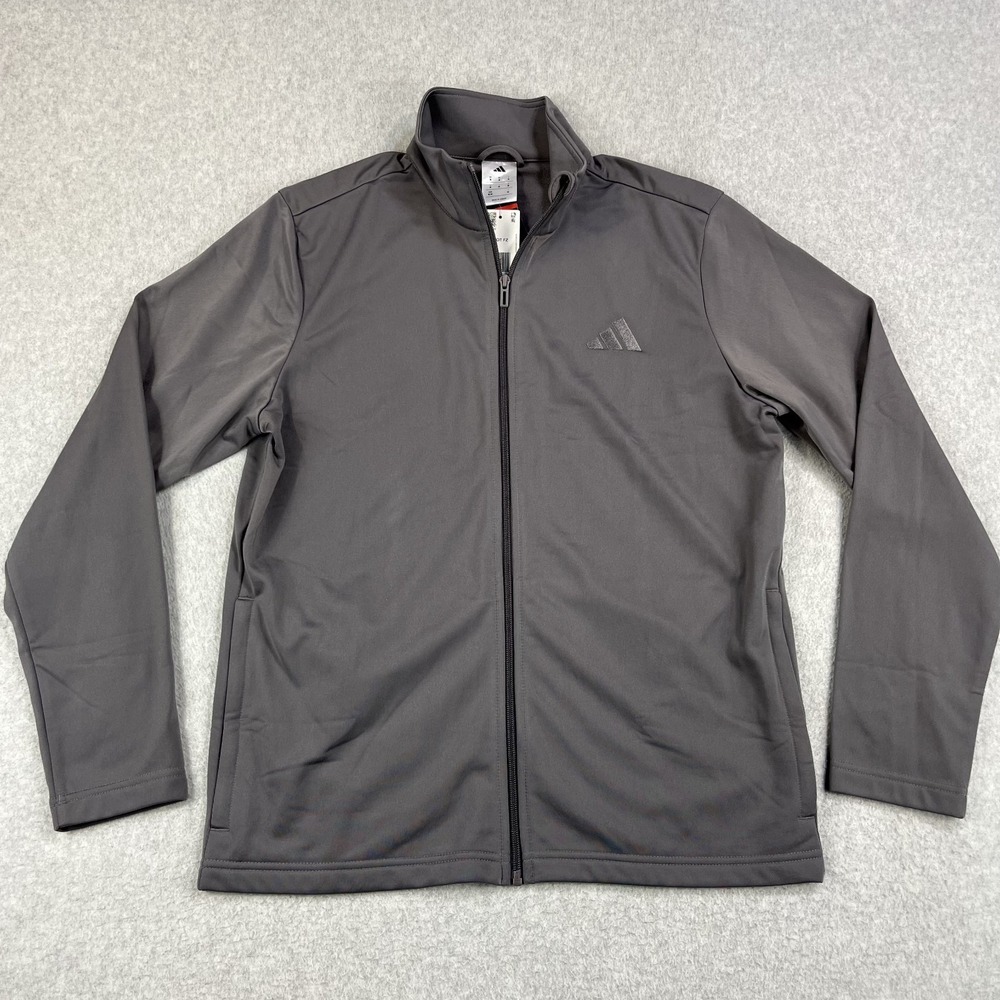Adidas Track Jacket Mens Medium Tricot Gray Soccer Full Zip Packable KD3631